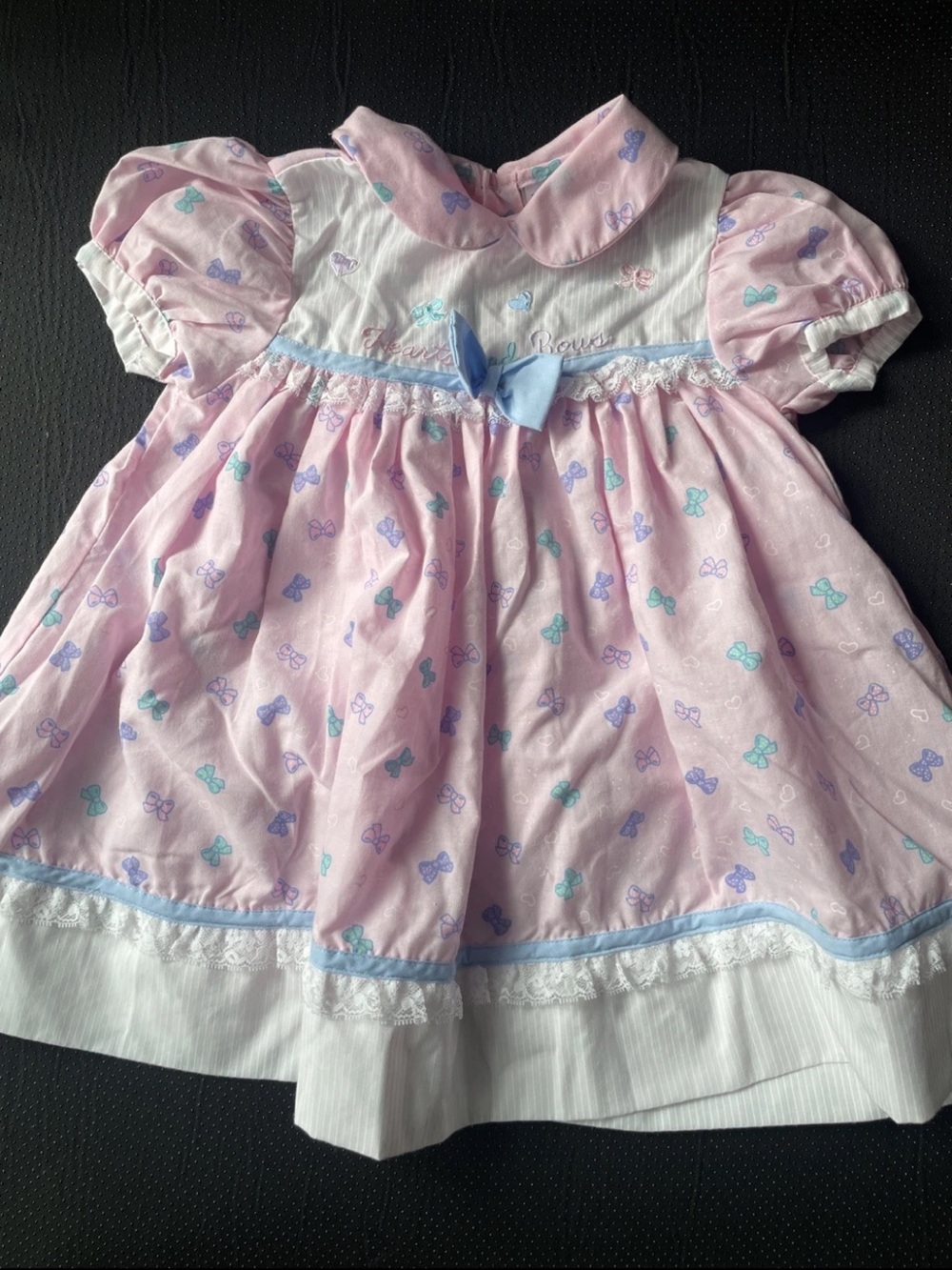 Mayfair Pink Baby Dress with Blue Bow Print
